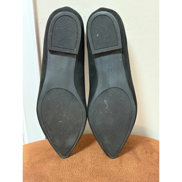 COACH and FOUR Ballet Flats Metallic Sliver Heel Pointed Toe Black Size 6 SlipOn - Picture 8 of 11